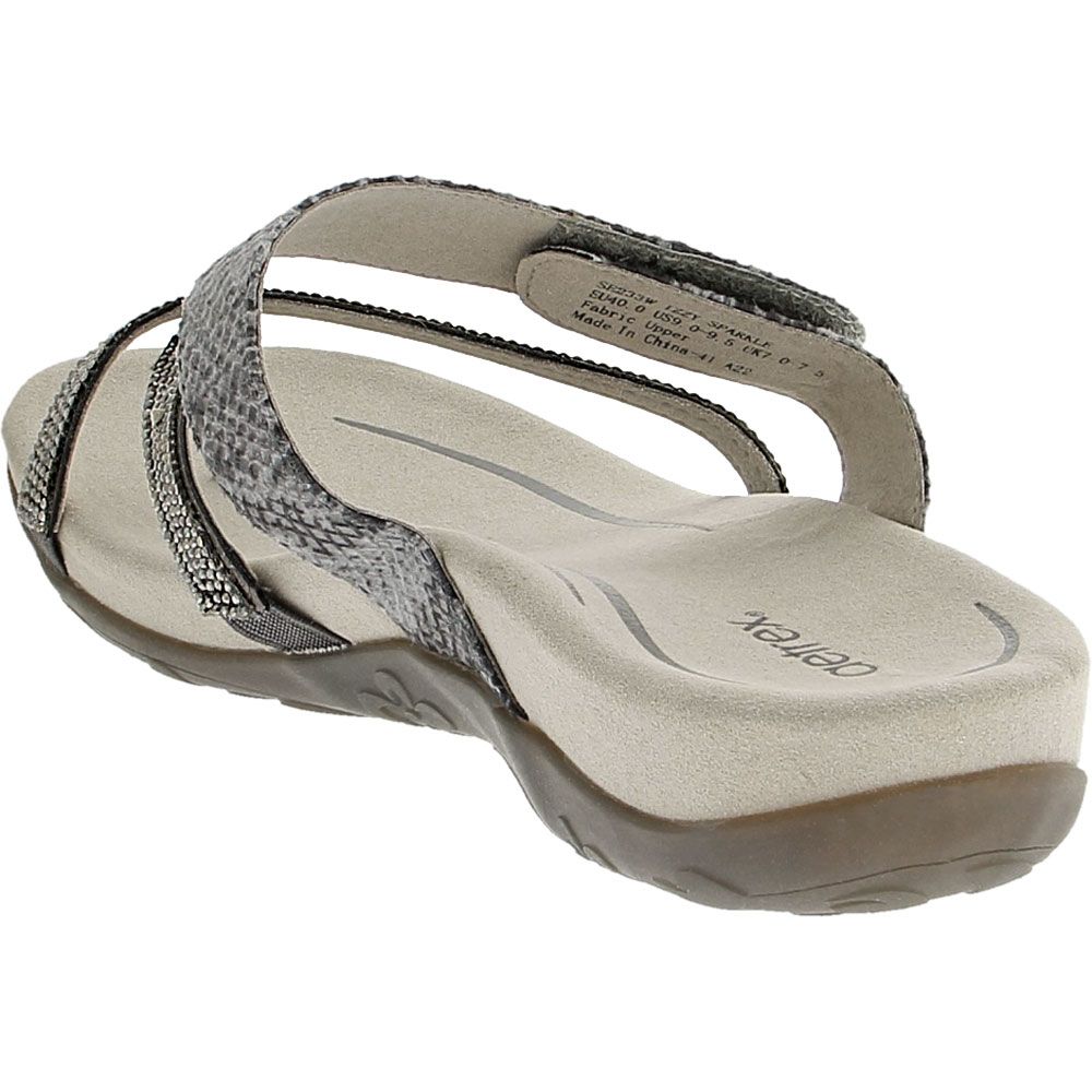 Aetrex Izzy Sparkle Sandals - Womens Pewter Back View