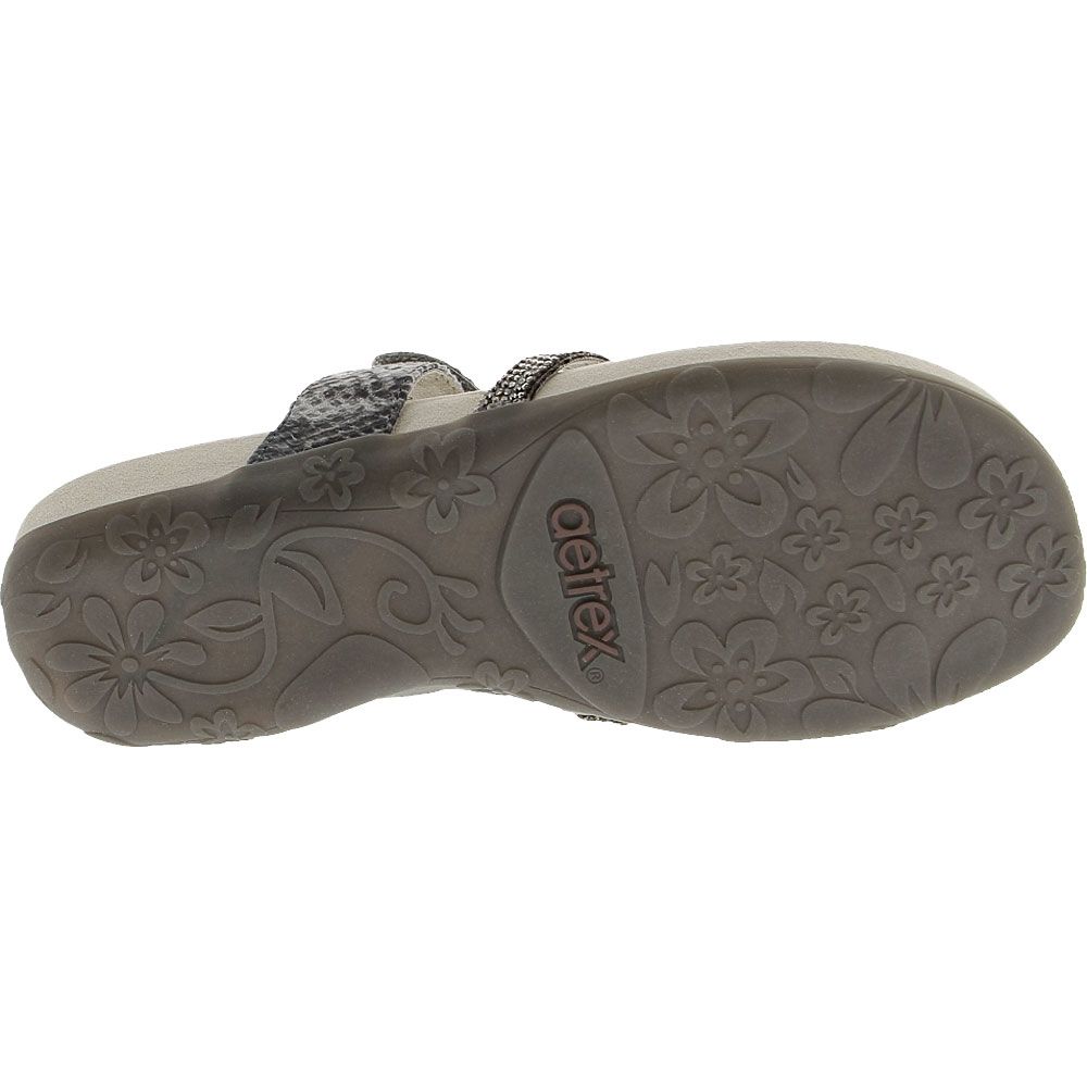 Aetrex Izzy Sparkle Sandals - Womens Pewter Sole View