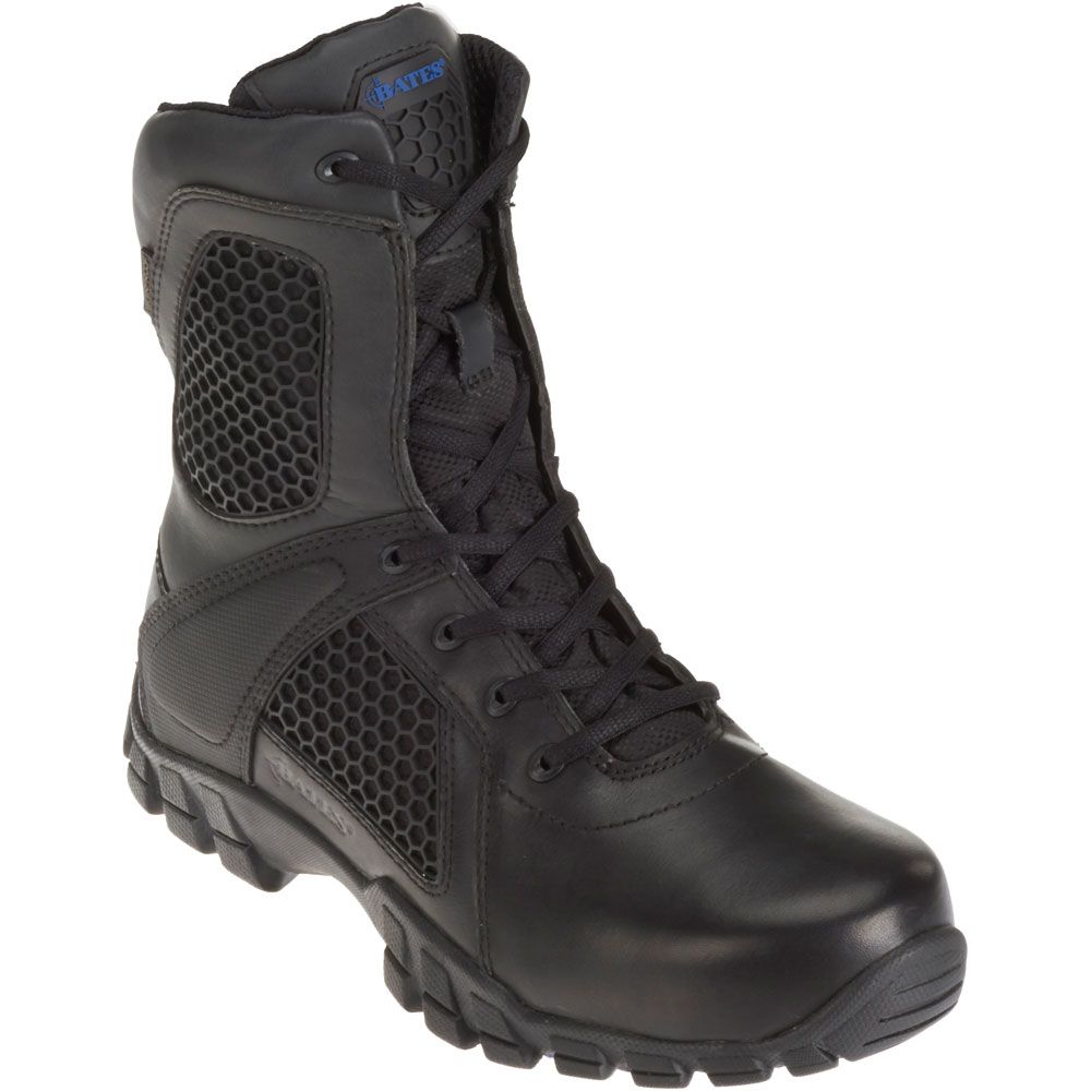 Bates Shock 8in Side Zip Non-Safety Toe Work Boots - Mens Black