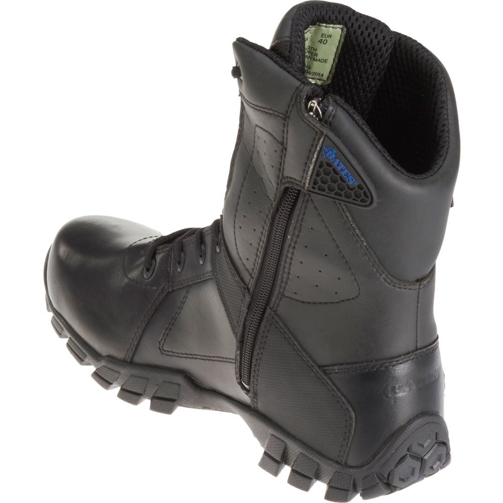 Bates Shock 8in Side Zip Non-Safety Toe Work Boots - Mens Black Back View