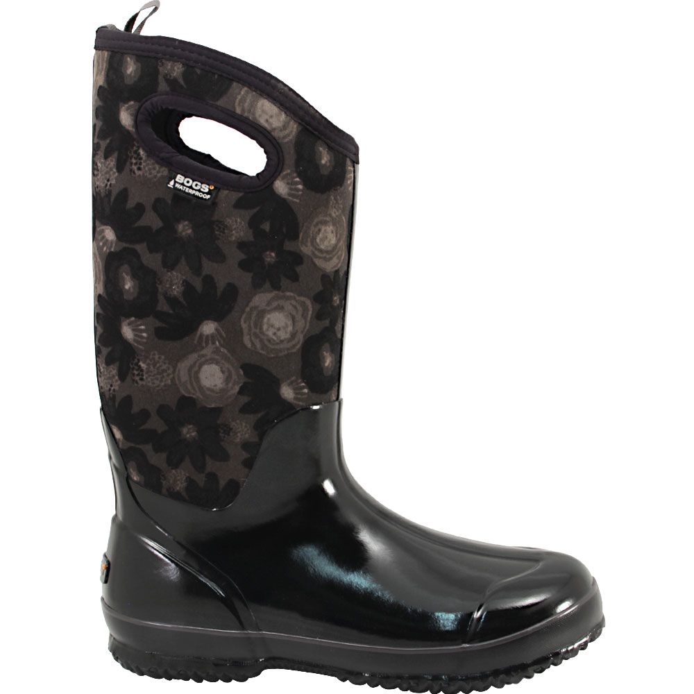 Bogs Watercolor Tall Rubber Boots - Womens Black Multi Side View