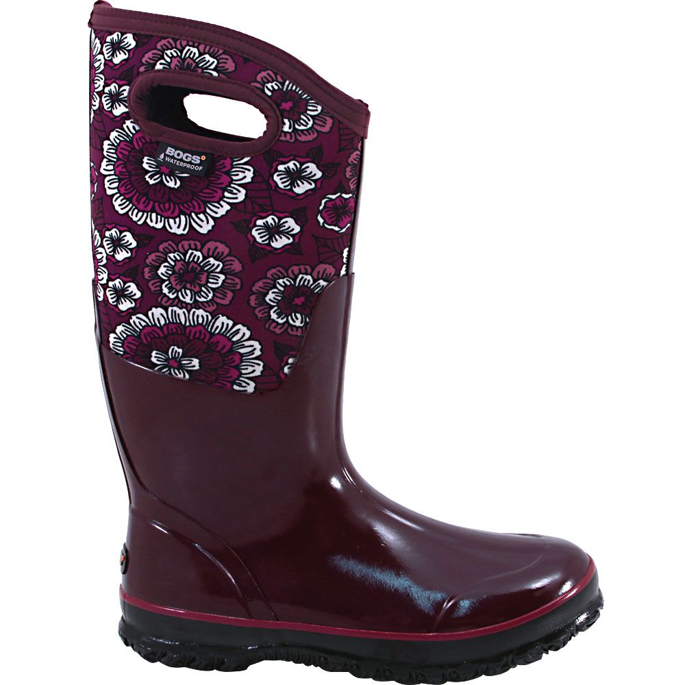 Bogs Classic Pansies Rubber Boots - Womens Berry Multi Side View