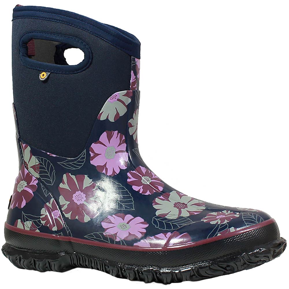 Bogs Classic Winter Floralm Rubber Boots - Womens Dark Blue Multi
