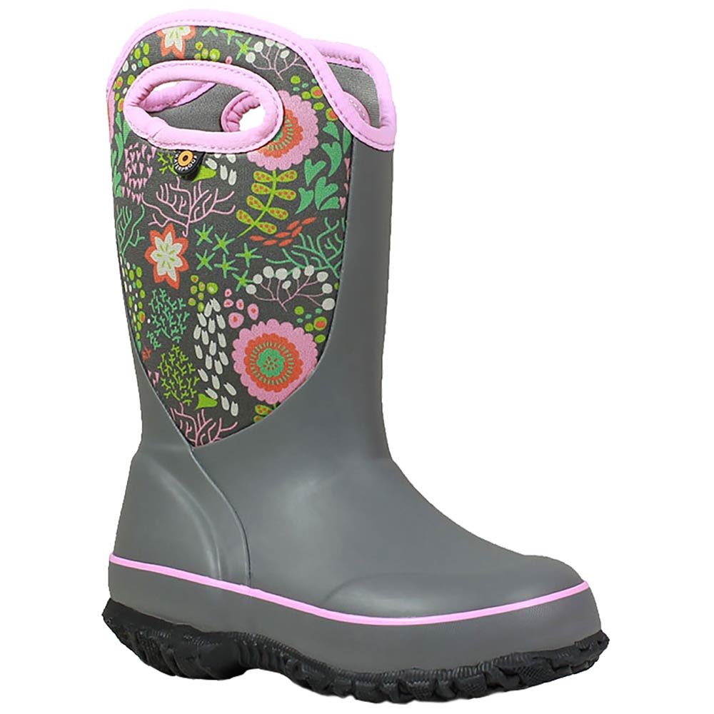 Bogs Slushie Reef Rain Boots - Girls Gray Multi
