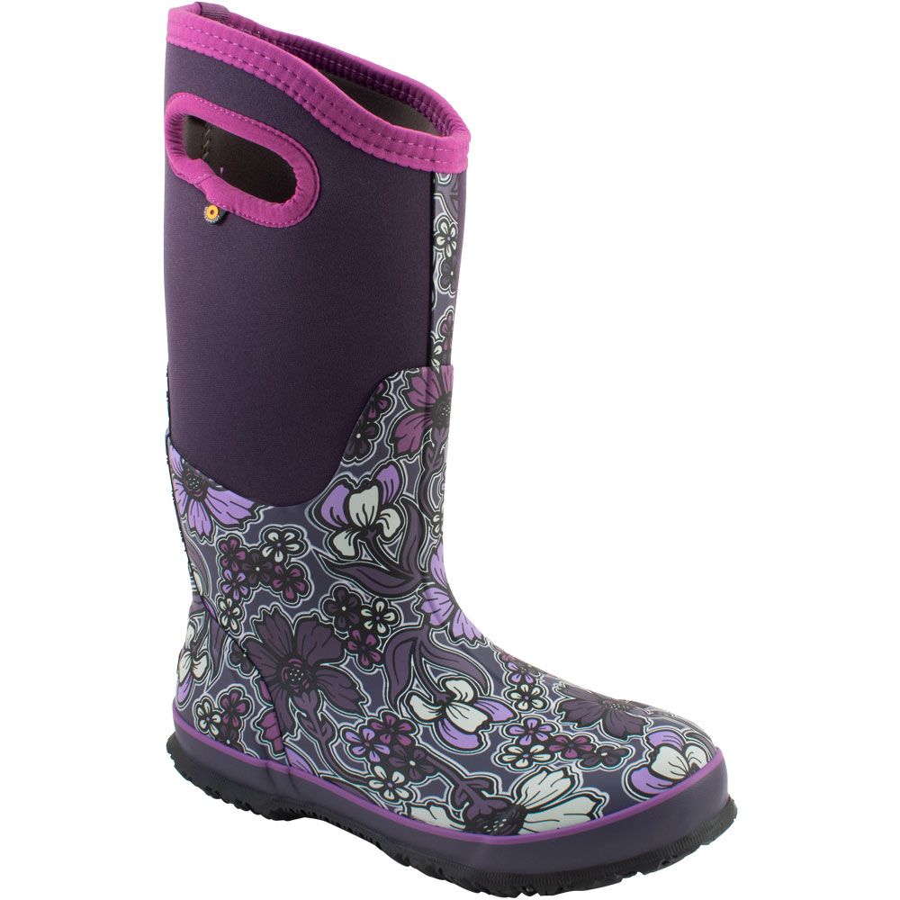 Bogs Classic Tall May Flowe Rubber Boots - Womens Purple Multi