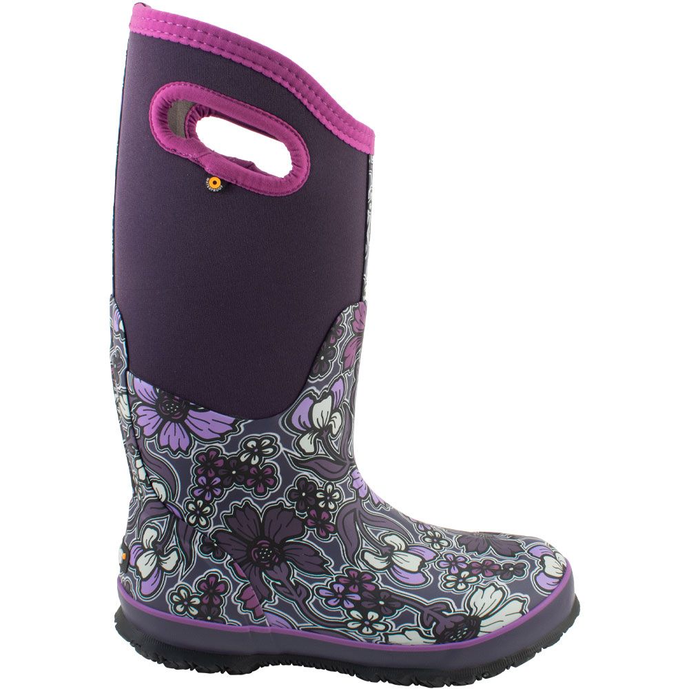 Bogs Classic Tall May Flowe Rubber Boots - Womens Purple Multi Side View