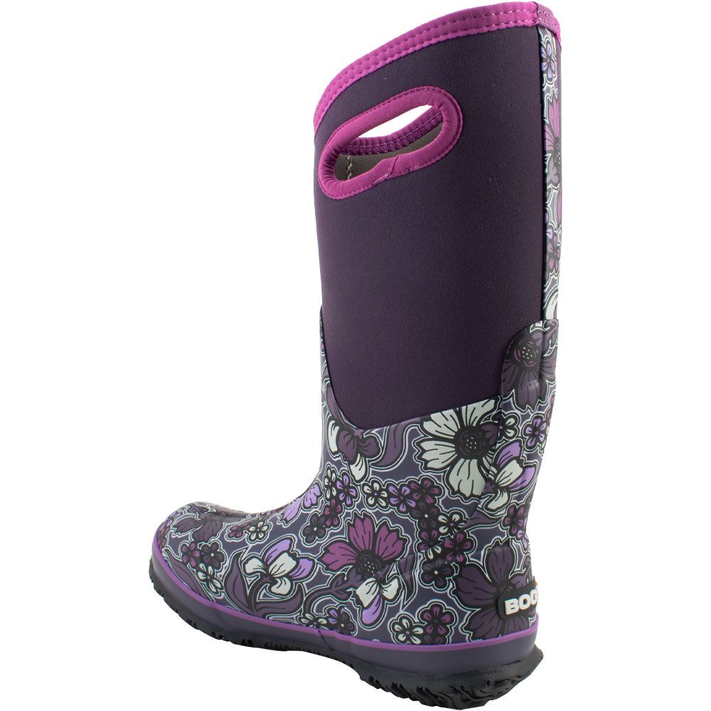 Bogs Classic Tall May Flowe Rubber Boots - Womens Purple Multi Back View