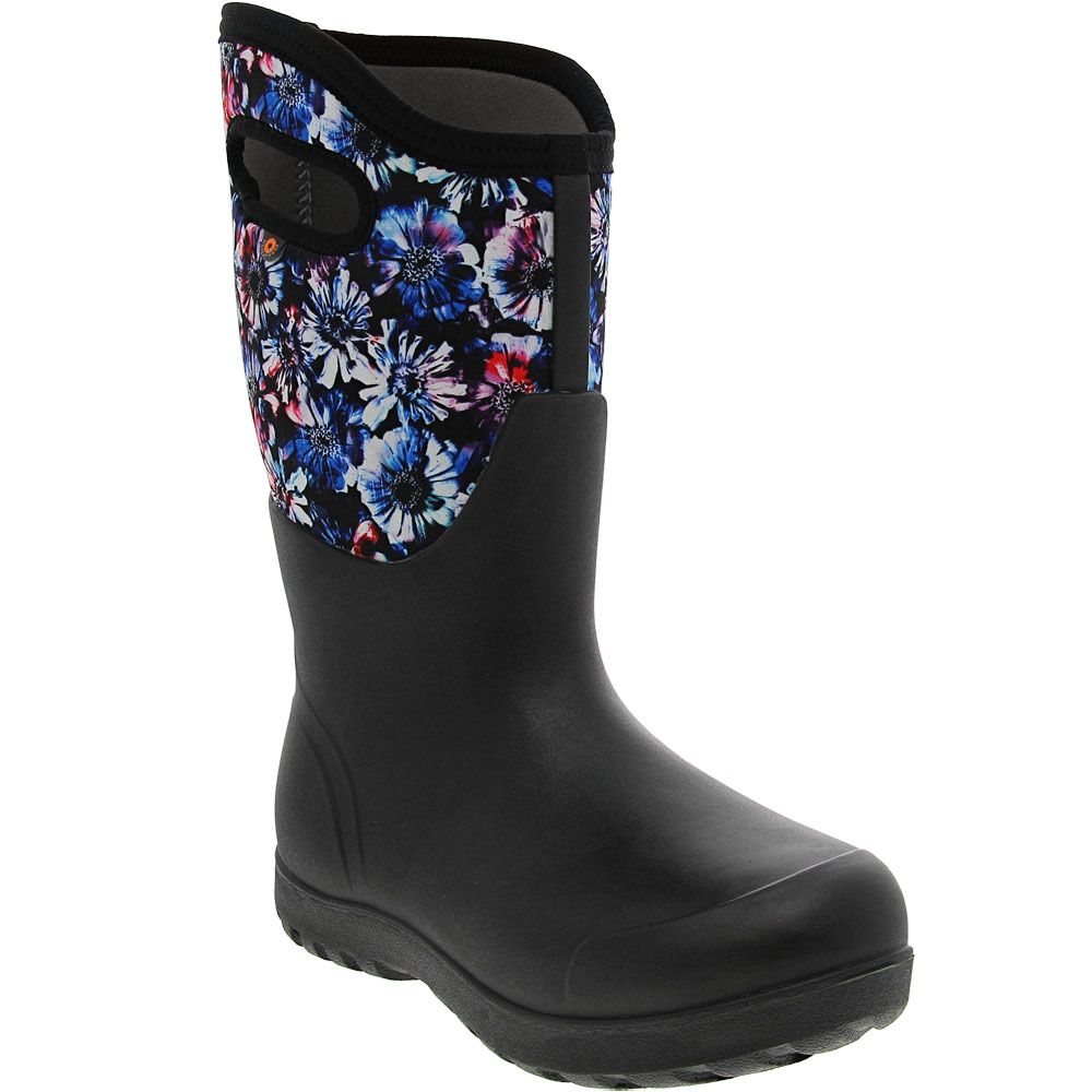 Bogs Real Flower Wide Calf Rubber Boots - Womens Black Blue