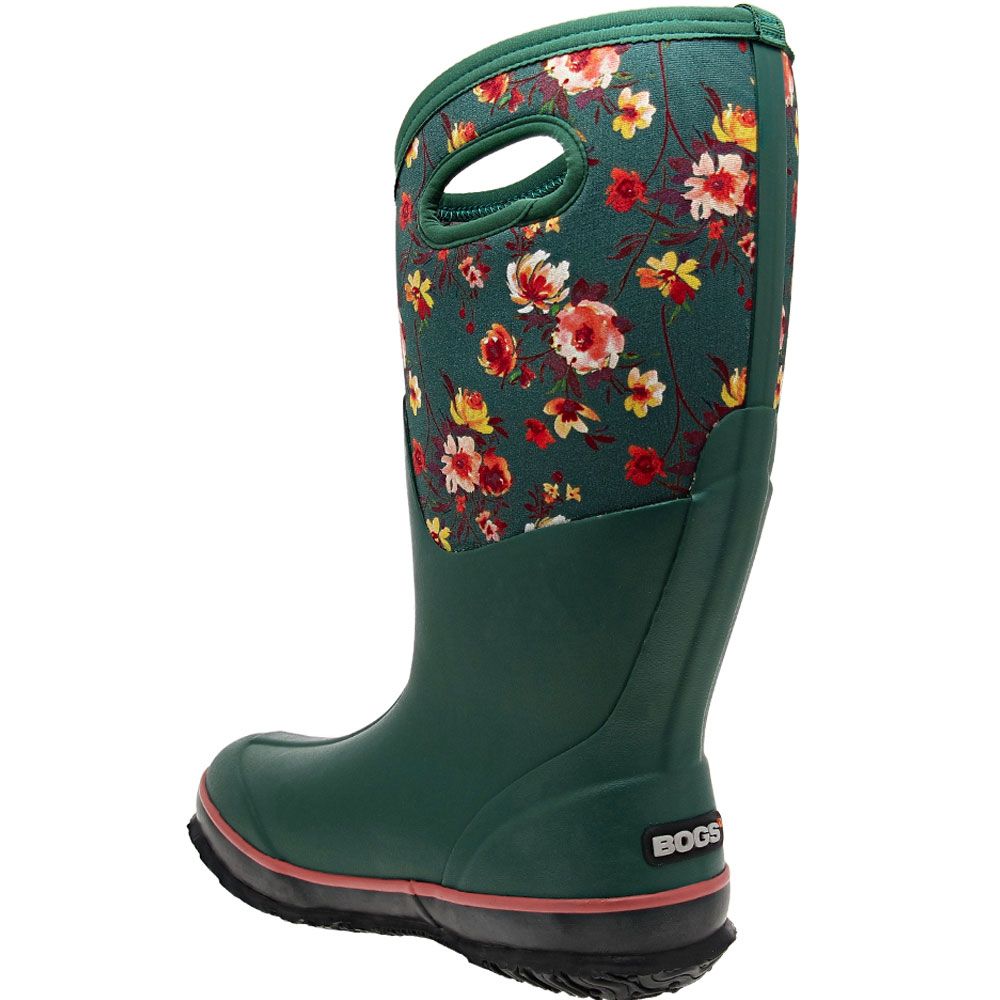 Bogs Painterly Wide Calf Rubber Boots - Womens Green Back View