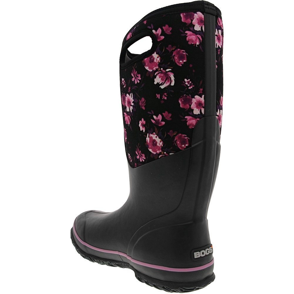 Bogs Tall Painterly Rubber Boots - Womens Black Purple Back View