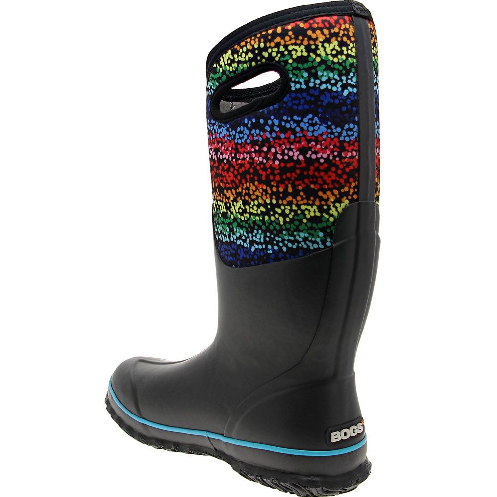 Bogs Classic Rainbow Dots Rubber Boots - Womens Black Multi Back View