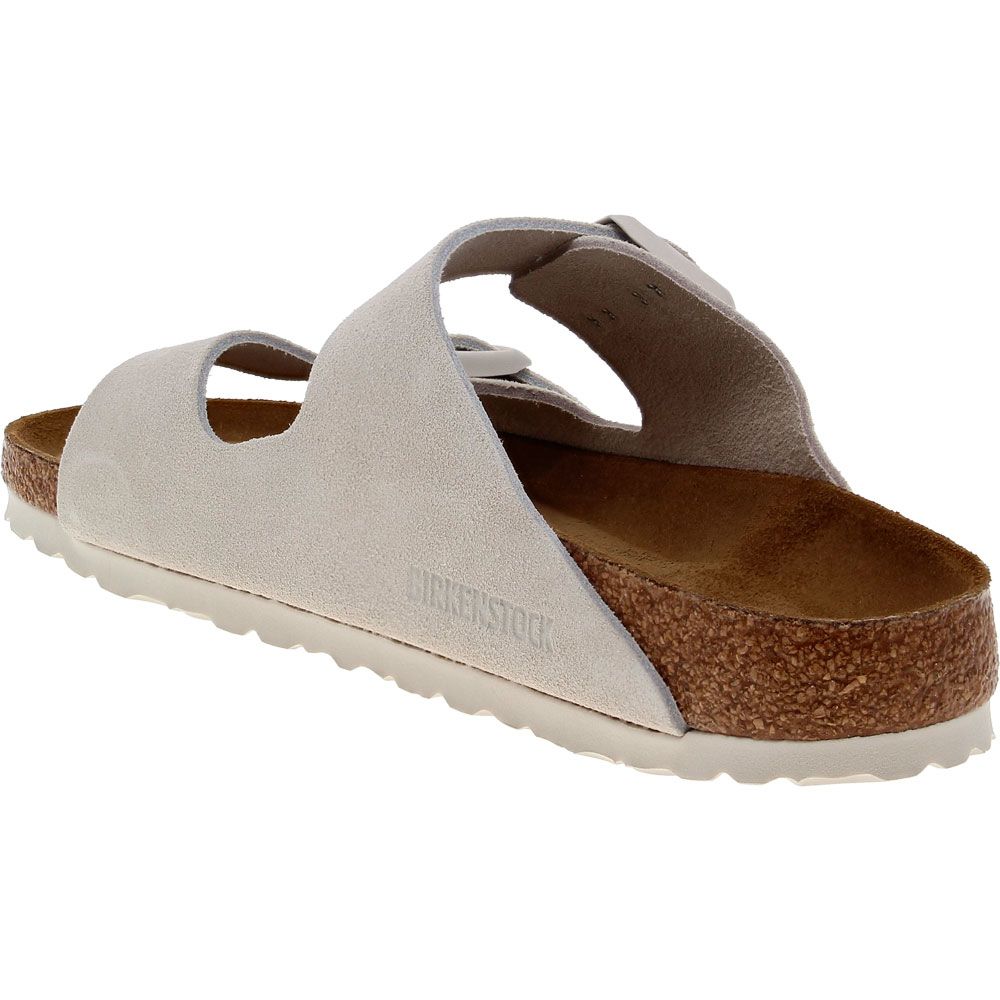 Birkenstock Arizona Soft Footbed White Suede Sandals - Womens Antique White Back View