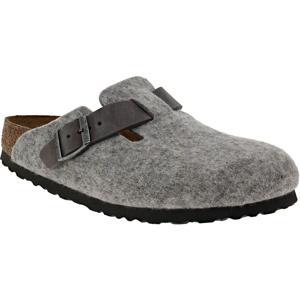 Birkenstock Boston Wool Leather Clogs Casual Shoes - Womens Light Gray