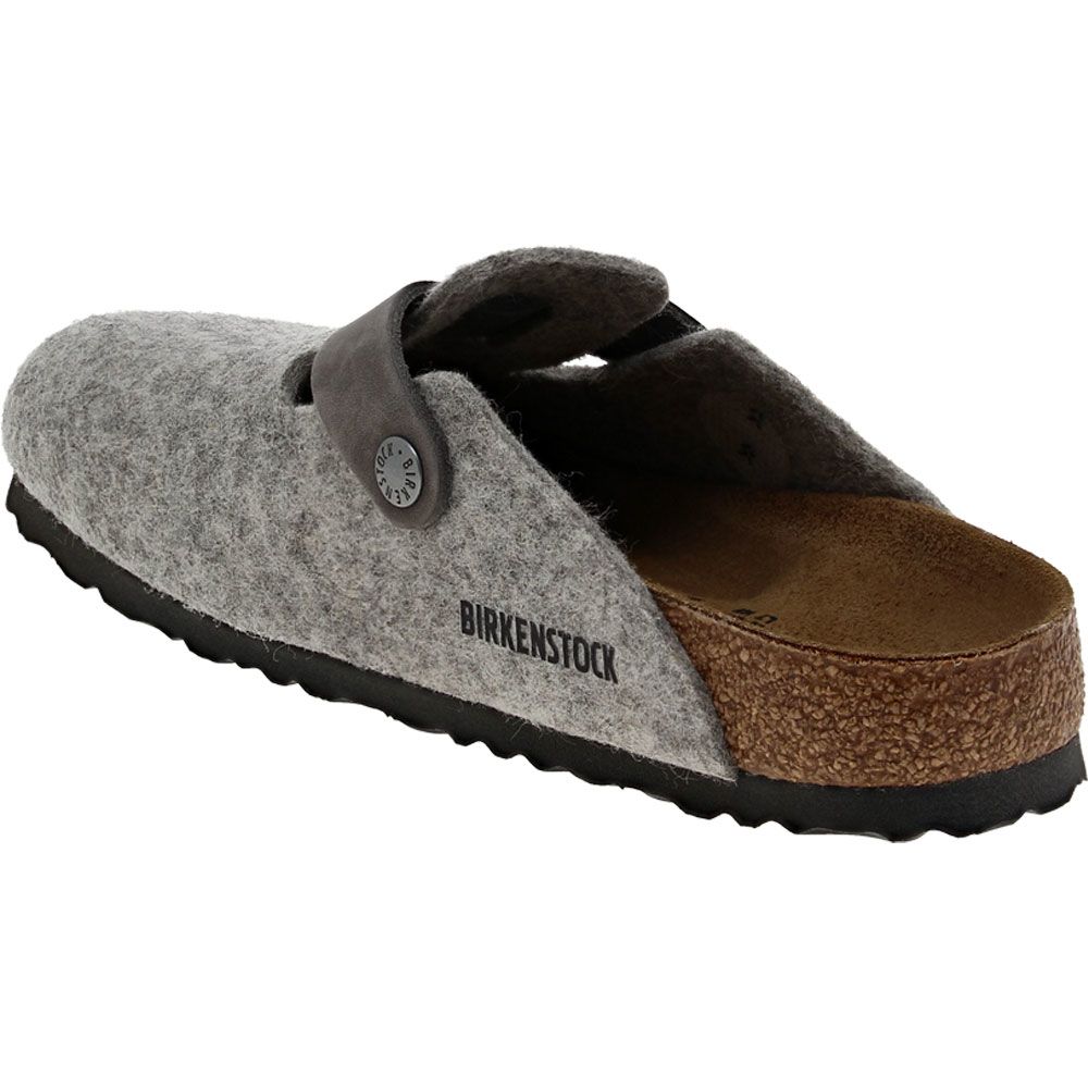 Birkenstock Boston Wool Leather Clogs Casual Shoes - Womens Light Gray Back View