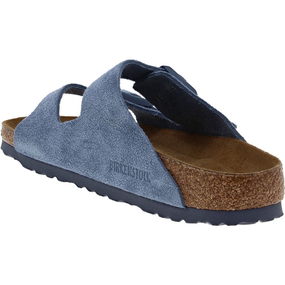 Birkenstock Arizona Soft Footbed Blue Suede Sandals - Womens Elemental Blue Back View