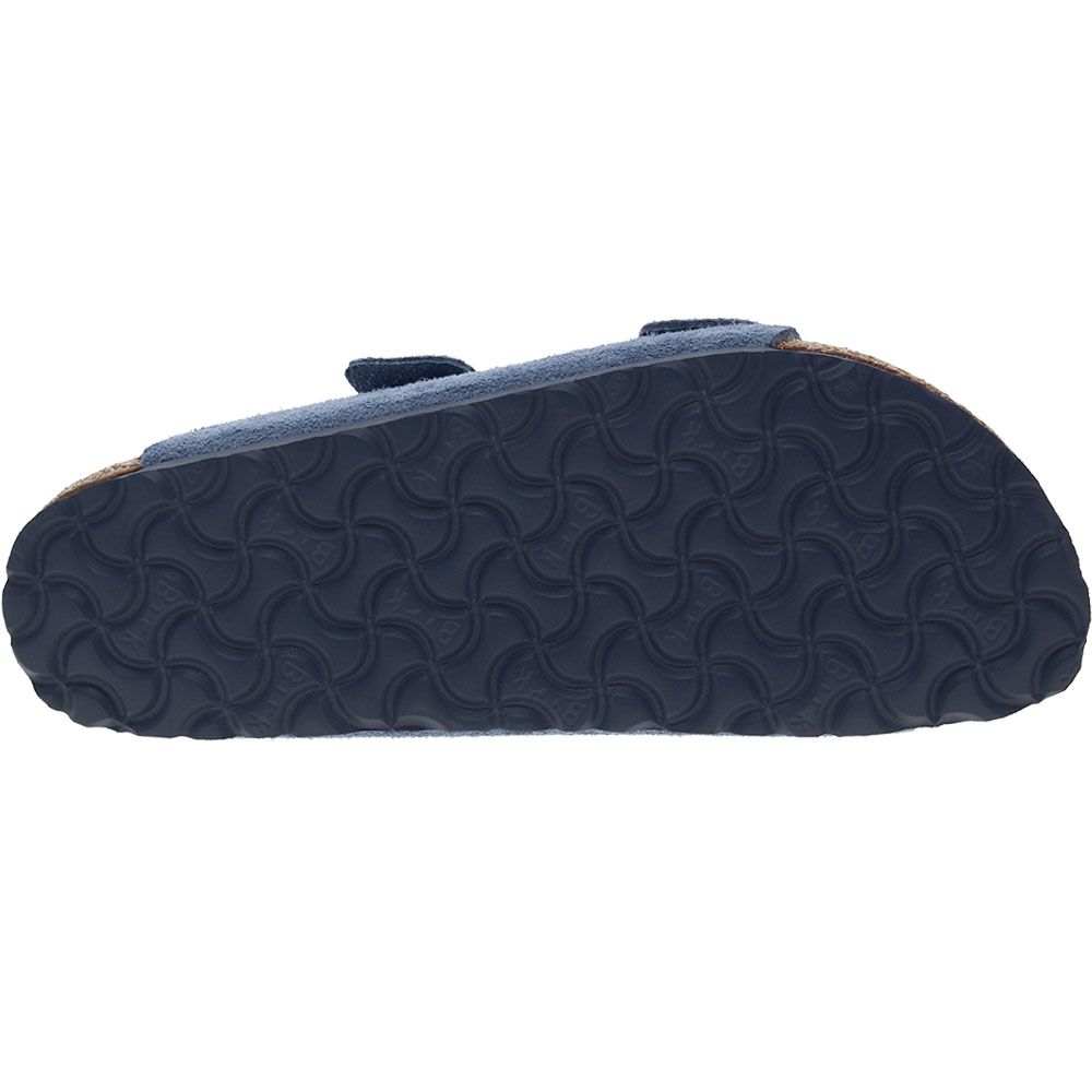 Birkenstock Arizona Soft Footbed Blue Suede Sandals - Womens Elemental Blue Sole View