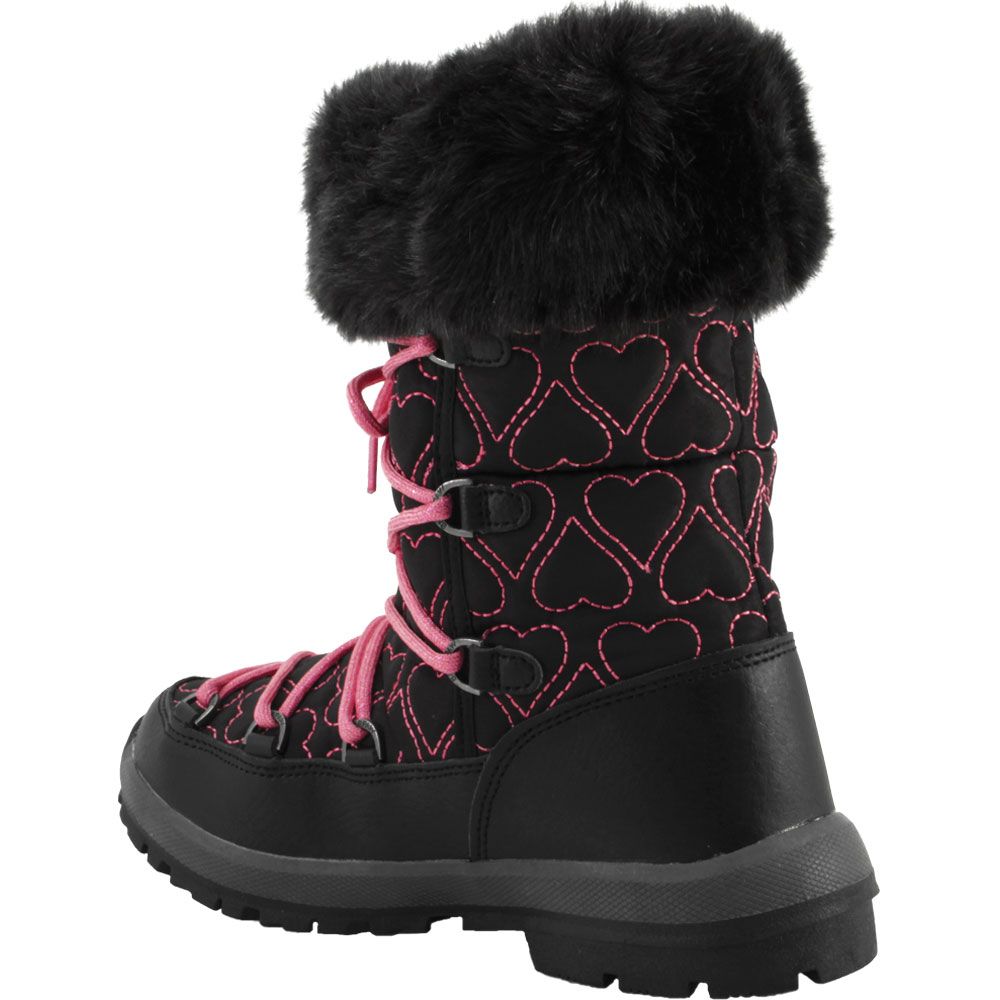 Bearpaw Meredith Comfort Winter Boots - Girls Black Fuchsia Back View