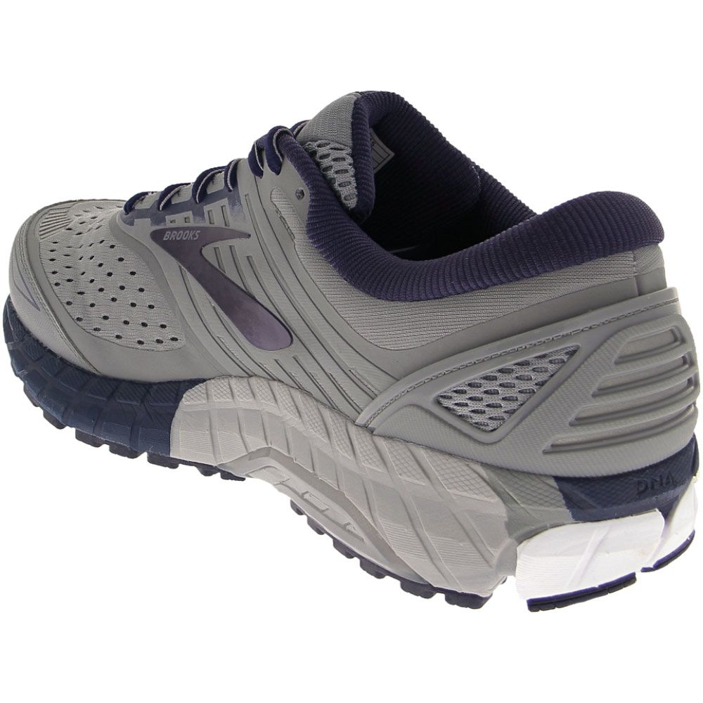 Brooks Beast 18 Running Shoes - Mens Grey Navy White Back View