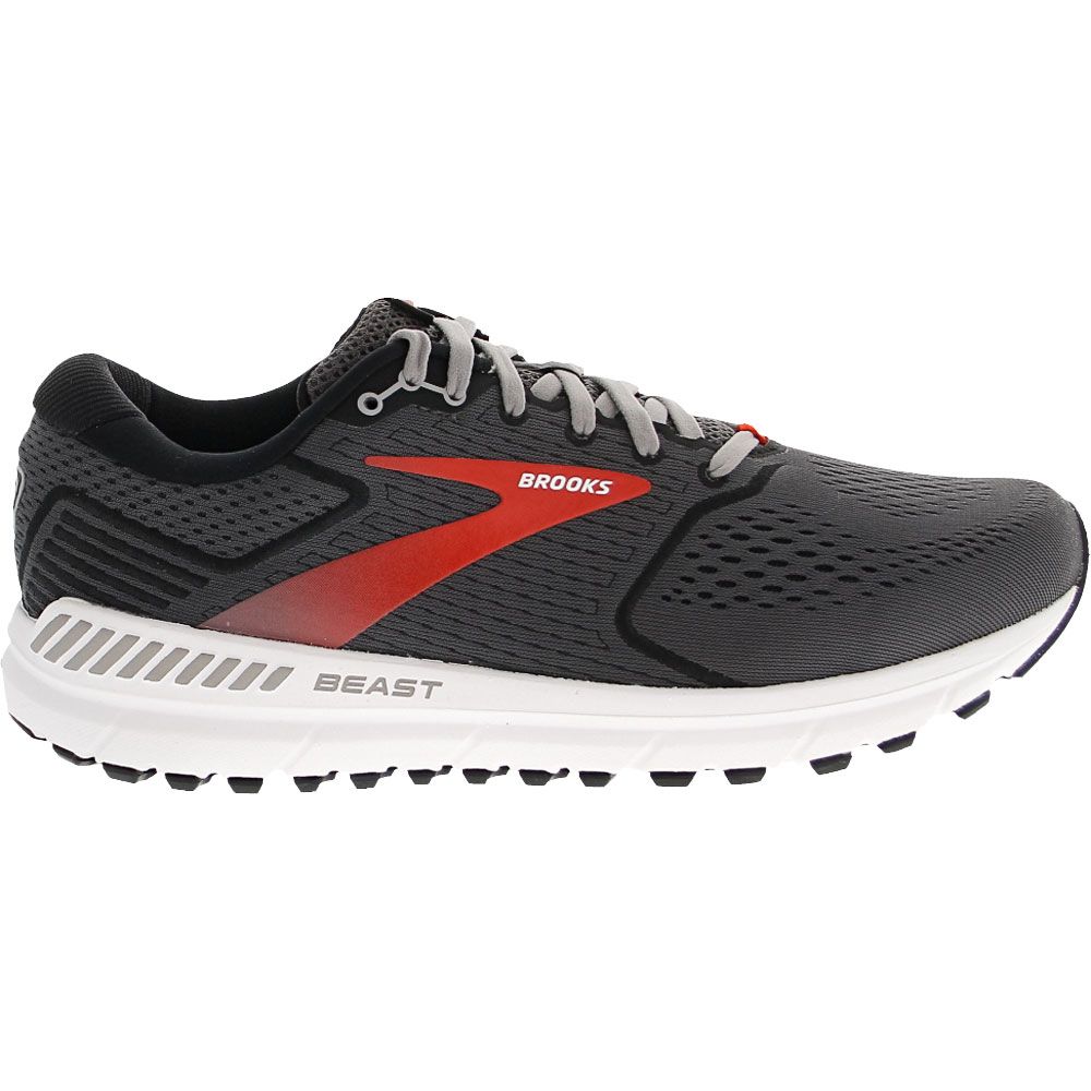 Brooks Beast 20 Running Shoes - Mens Black Red Side View