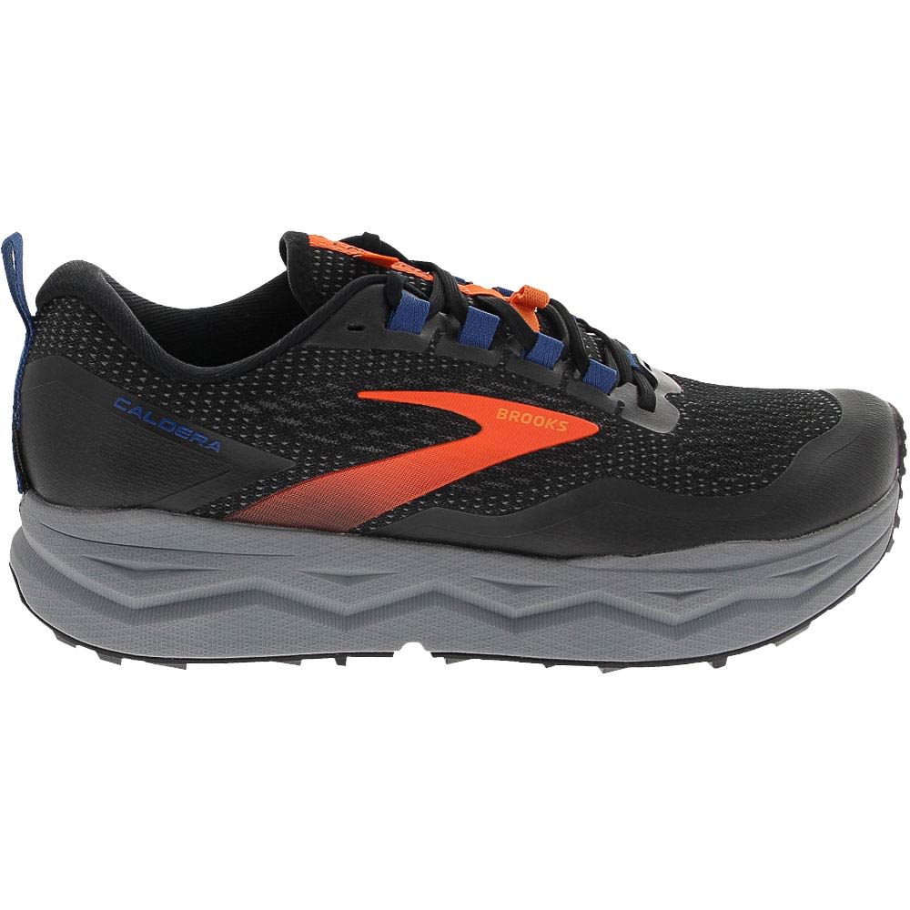 Brooks Caldera 5 Trail Running Shoes - Mens Black Orange Blue Side View