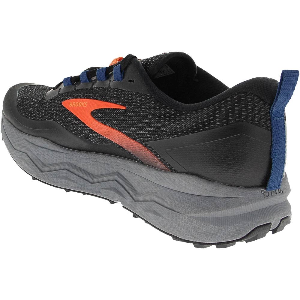 Brooks Caldera 5 Trail Running Shoes - Mens Black Orange Blue Back View