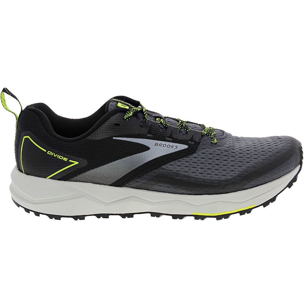 Brooks Divide 2 Trail Running Shoes - Mens Grey Black Side View