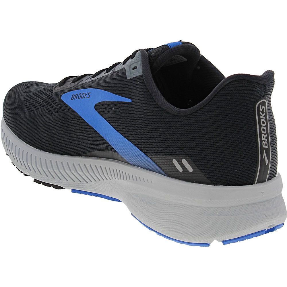 Brooks Launch 8 Running Shoes - Mens Black Grey Blue Back View