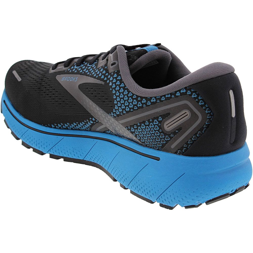 Brooks Ghost 14 Running Shoes - Mens Black Blue Back View