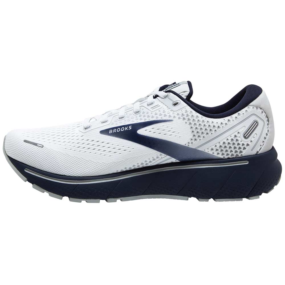 Brooks Ghost 14 Running Shoes - Mens White Grey Back View