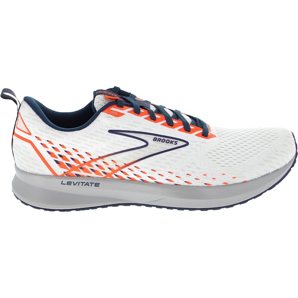 Brooks Levitate 5 Running Shoes - Mens White Titan Side View