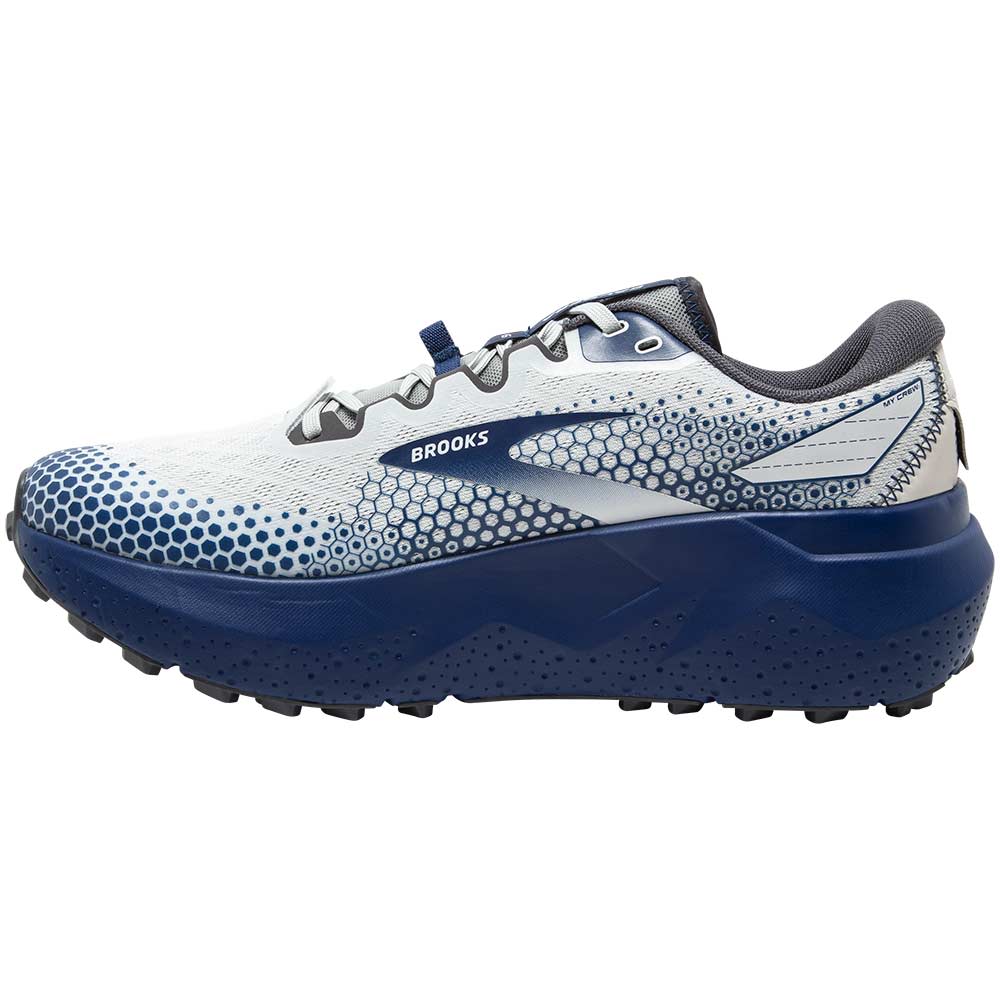 Brooks Caldera 6 Trail Running Shoes - Mens Oyster Blue Depths Pearl Back View