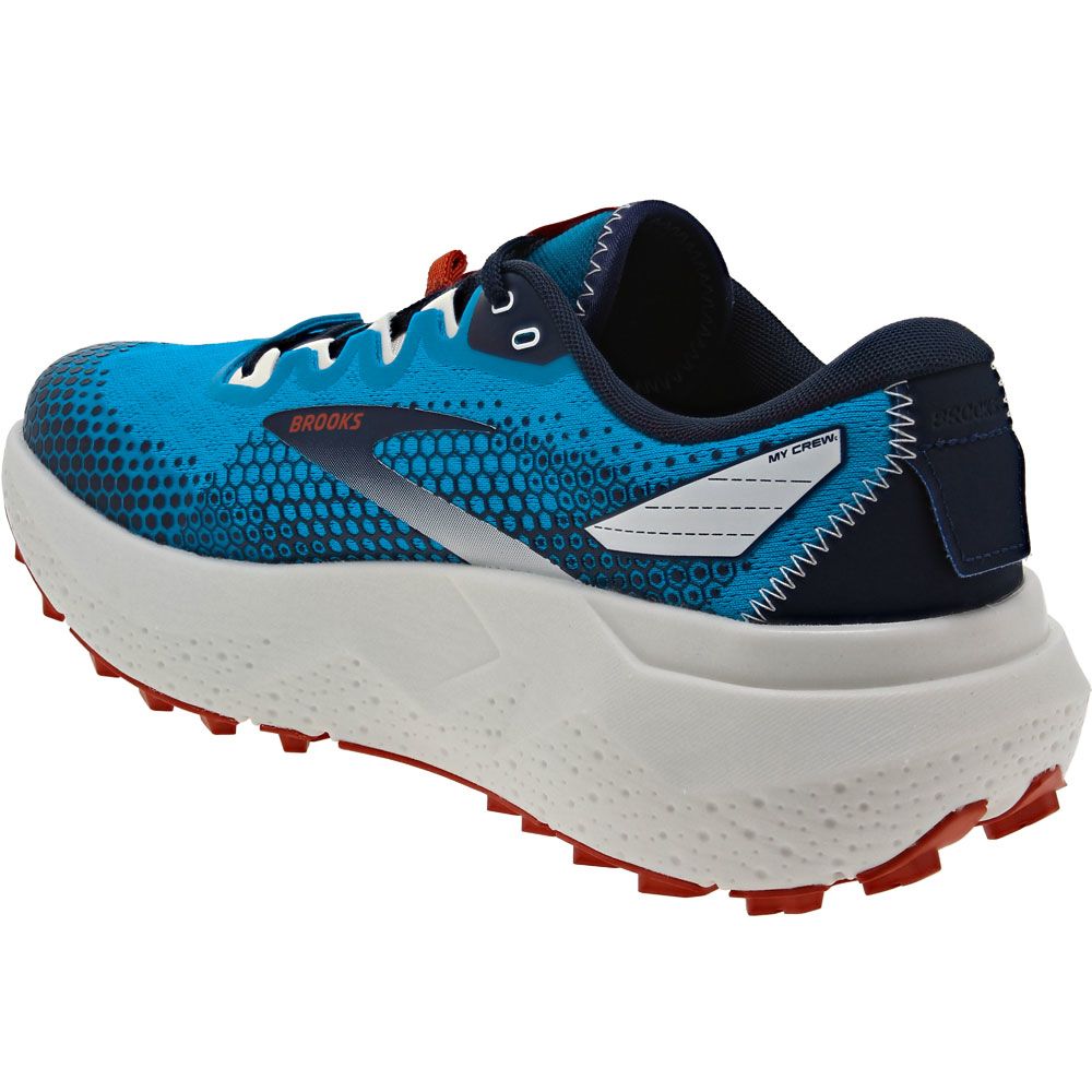 Brooks Caldera 6 Trail Running Shoes - Mens Peacoat Atomic Blue Rooibos Back View