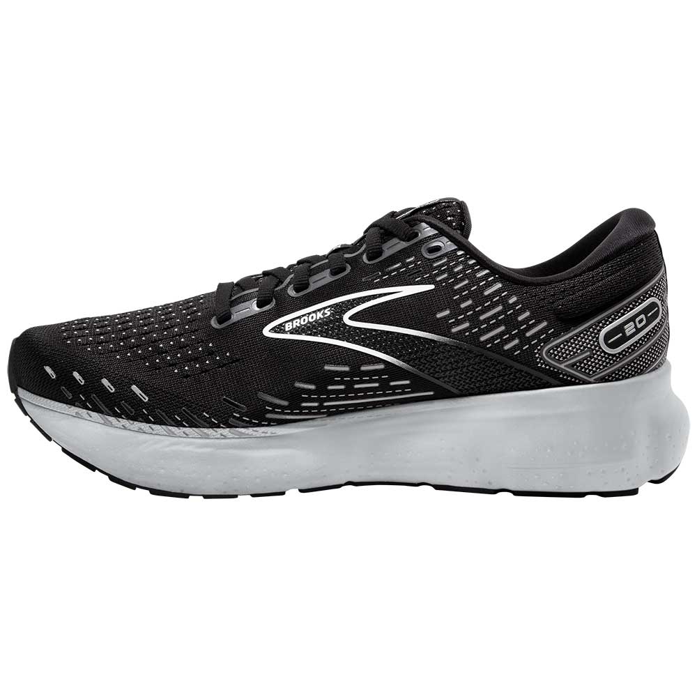 Brooks Glycerin 20 Running Shoes - Mens Black White Alloy Back View