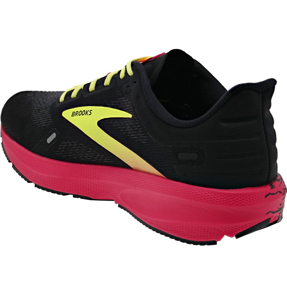 Brooks Launch 9 Running Shoes - Mens Black Pink Yellow Back View
