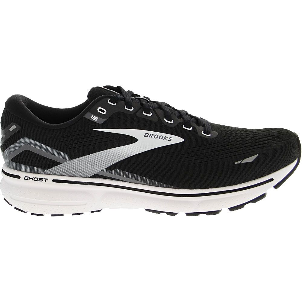 Brooks Ghost 15 Running Shoes - Mens Black Pearl White Side View