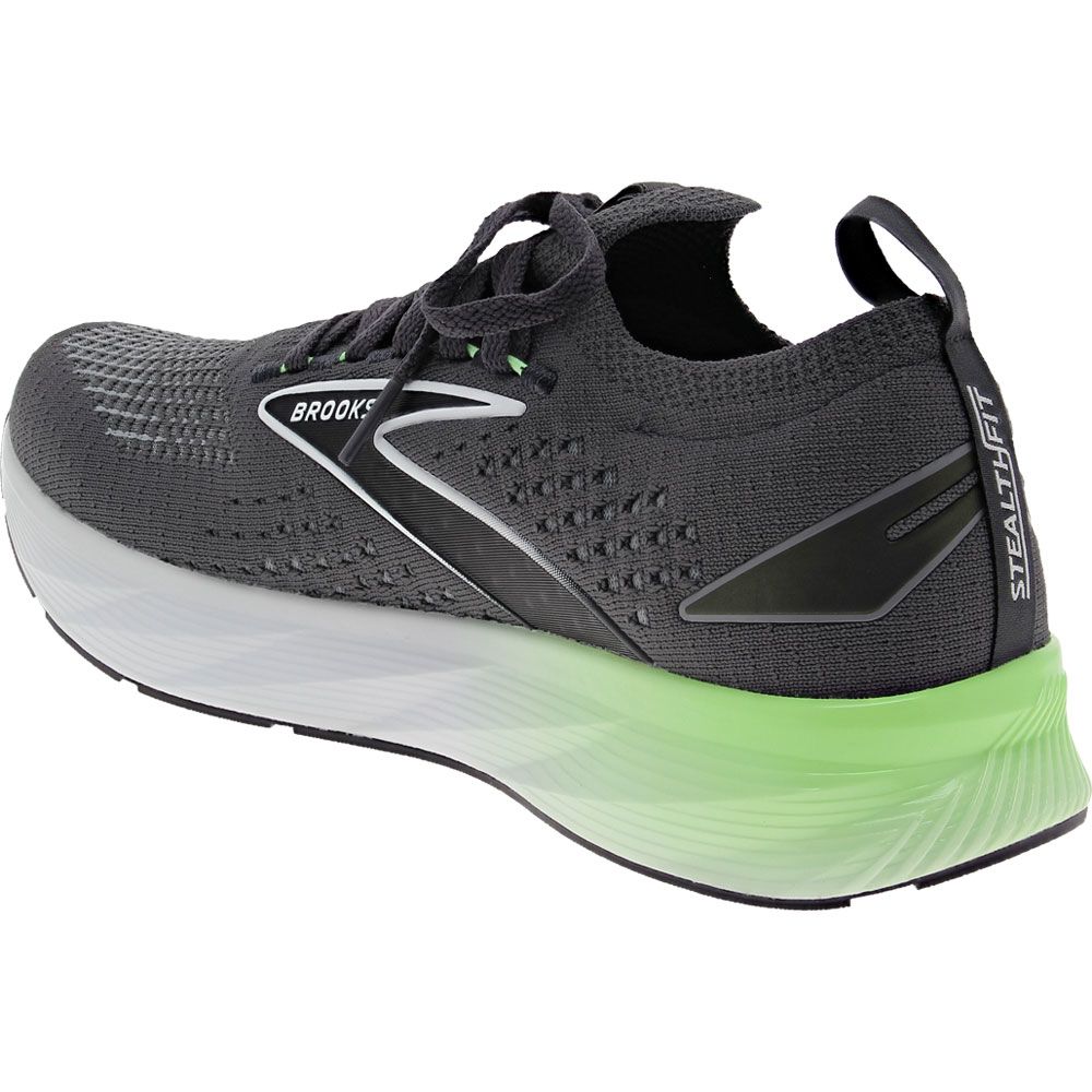 Brooks Levitate Stealthfit 6 Running Shoes - Mens Blackened Pearl Green White Back View