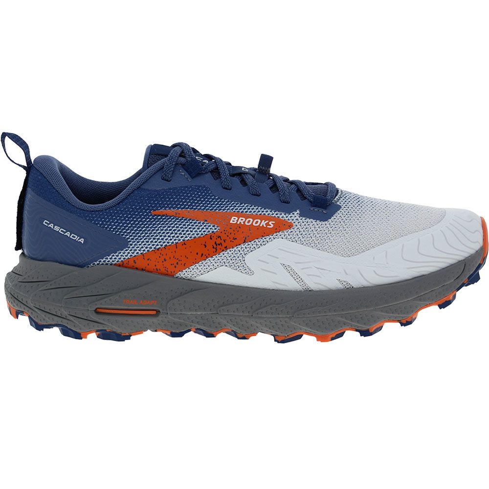 Brooks Cascadia 17 Trail Running Shoes - Mens Blue Navy Firecracker Side View