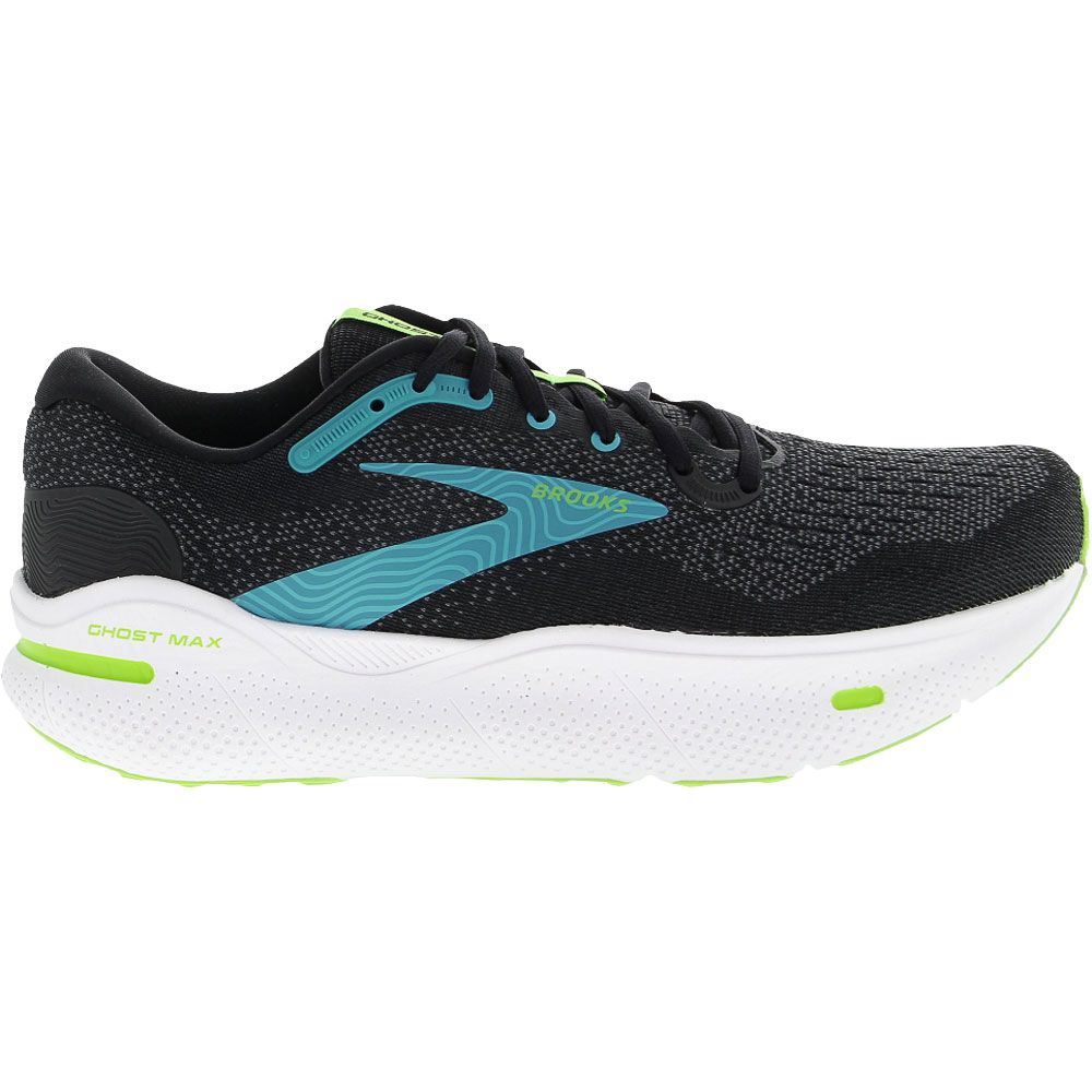 Brooks Ghost Max Running Shoes - Mens Black Atomic Blue Side View