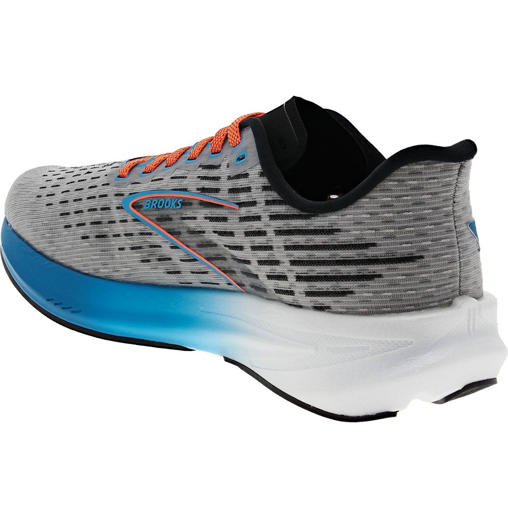 Brooks Hyperion Running Shoes - Mens Grey Atomic Blue Scarlet Back View