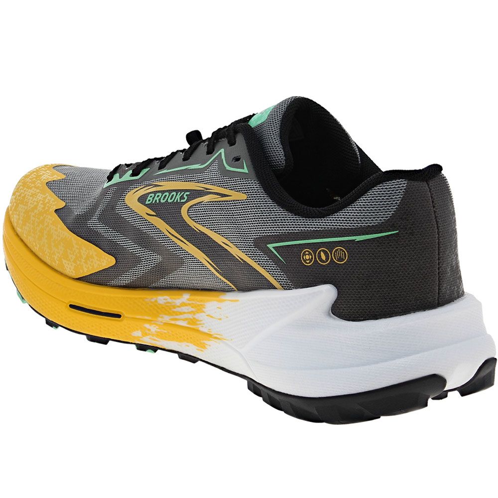 Brooks Catamount 3 Trail Running Shoes - Mens Lemon Chrome Sedona Sage Back View