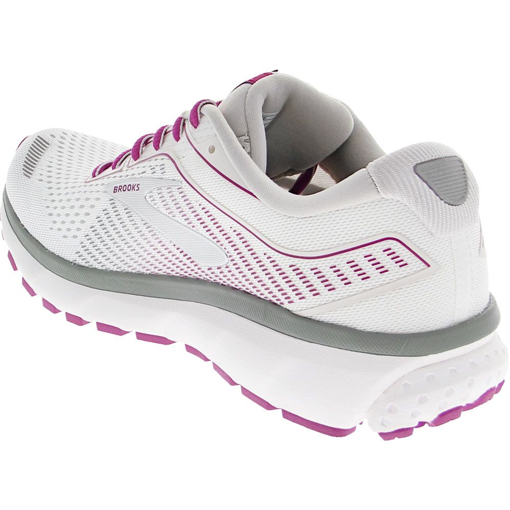 Brooks Ghost 12 Running Shoes - Womens White Grey Back View
