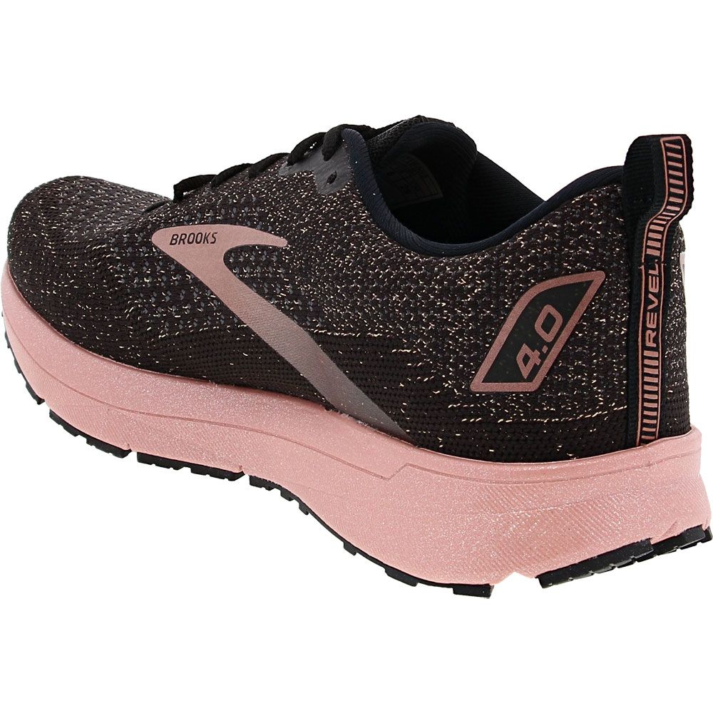 Brooks Revel 4 Running Shoes - Womens Black Pink Back View