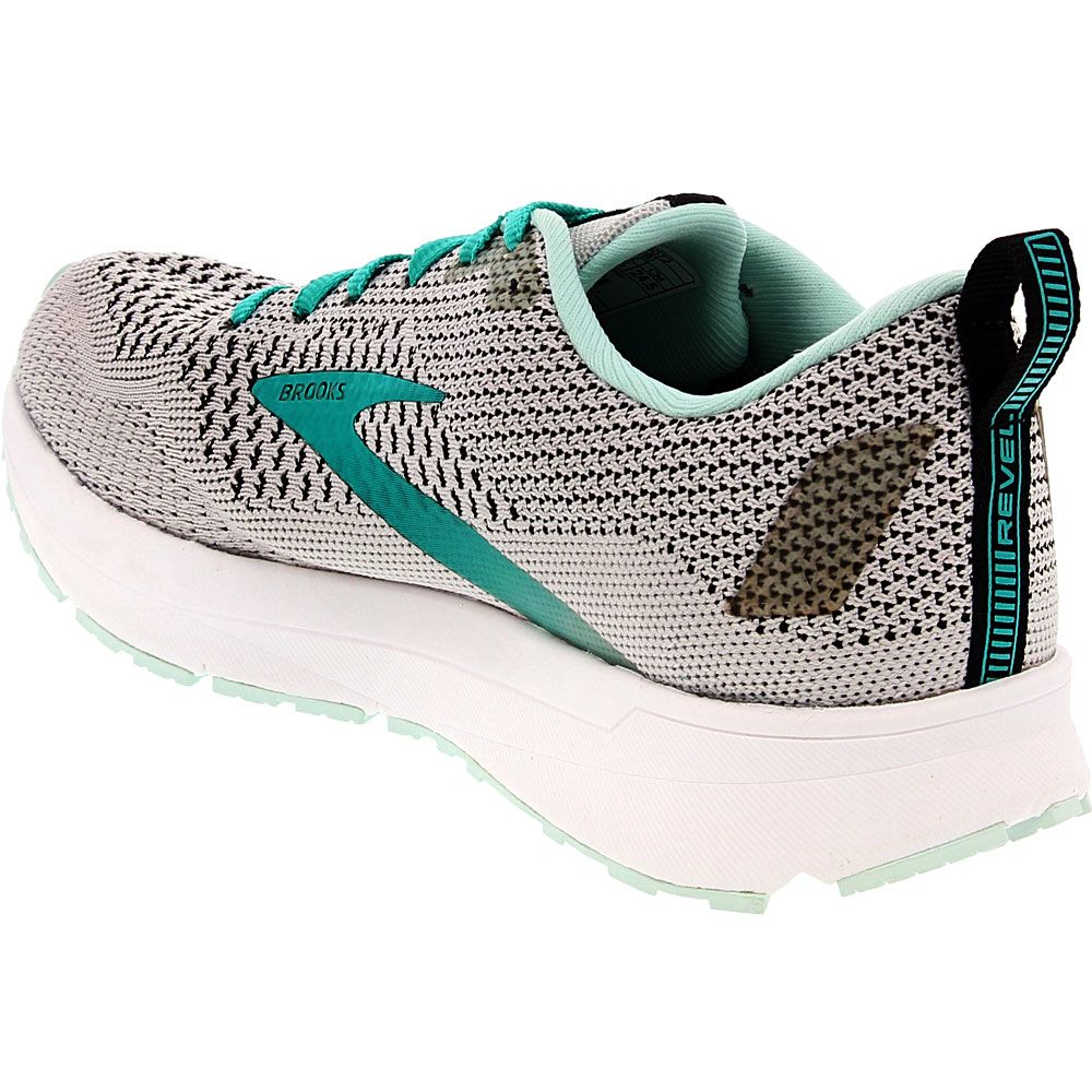 Brooks Revel 4 Running Shoes - Womens Grey Aqua Back View
