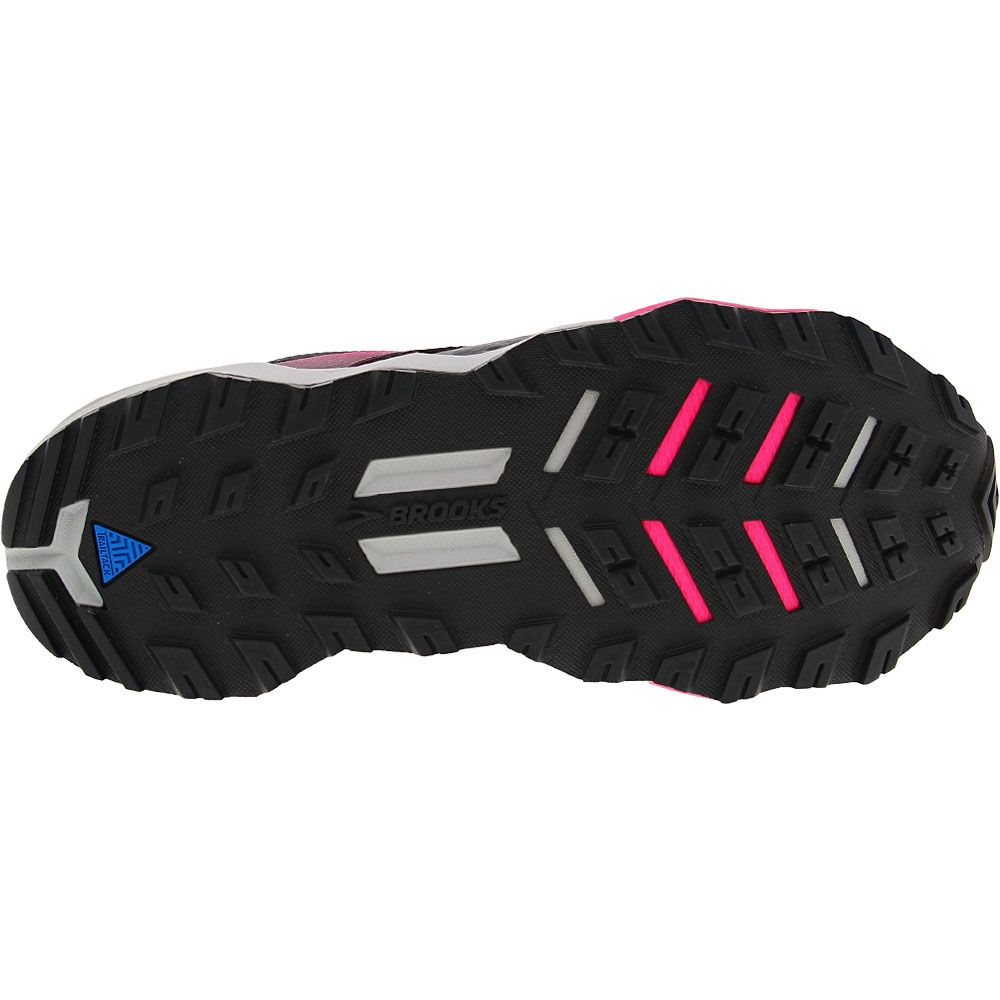 Brooks Divide 2 Trail Running Shoes - Womens Black Pink Grey Sole View