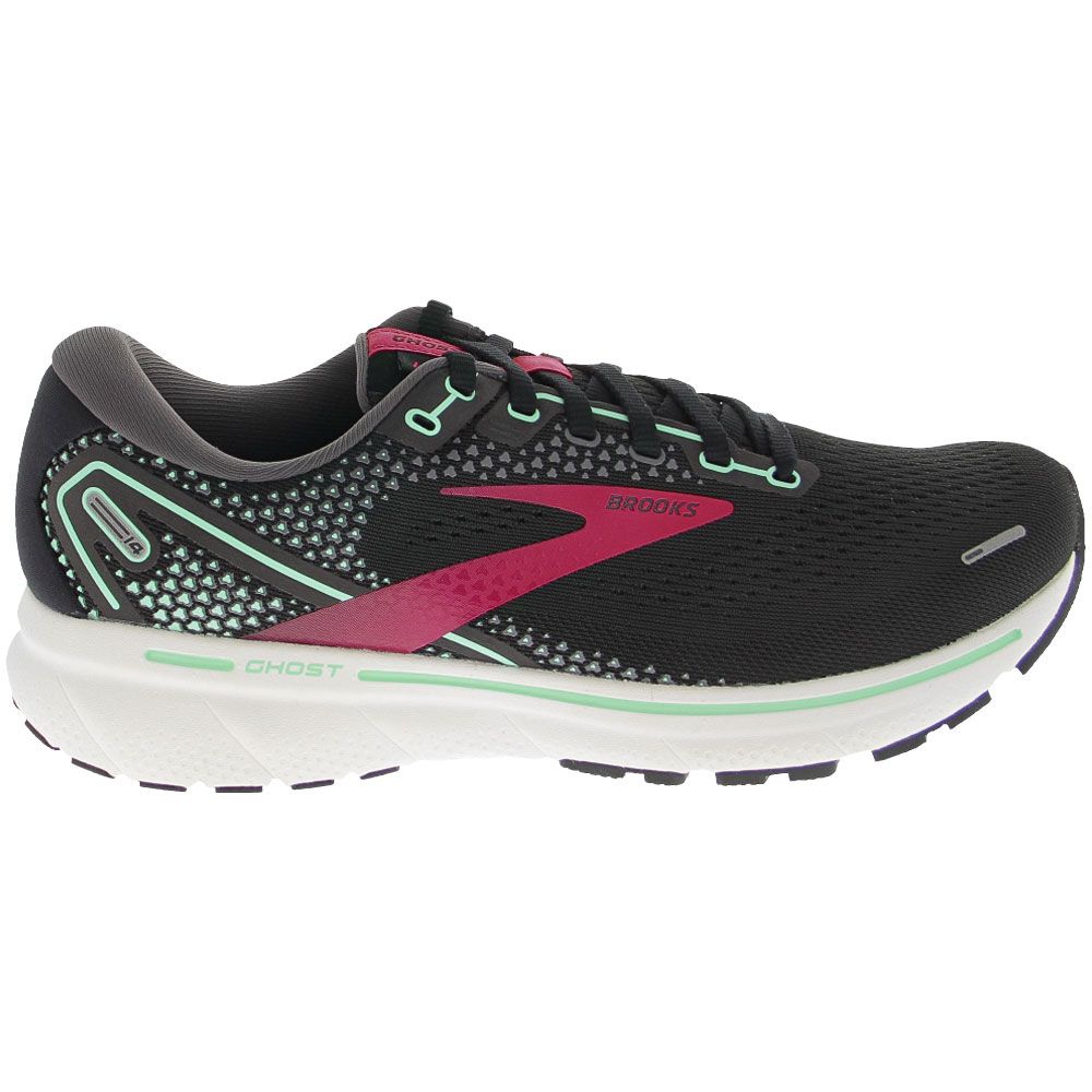 Brooks Ghost 14 Running Shoes - Womens Black Pink Side View