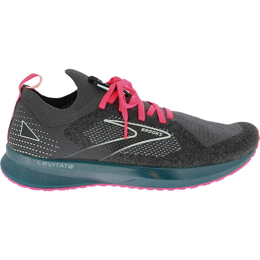 Brooks Levitate Stealthfit 5 Running Shoes - Womens Black Blue Pink Side View