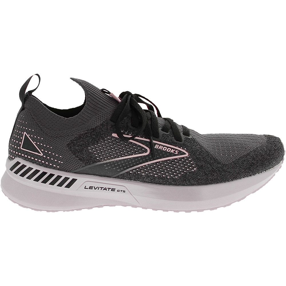 Brooks Levitate Stealthfit GTS 5 Running Shoes - Womens Black Ebony Lilac Side View