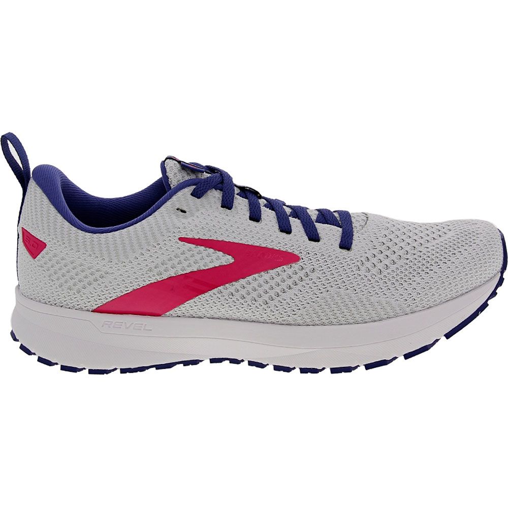 Brooks Revel 5 Running Shoes - Womens White Navy Pink Side View