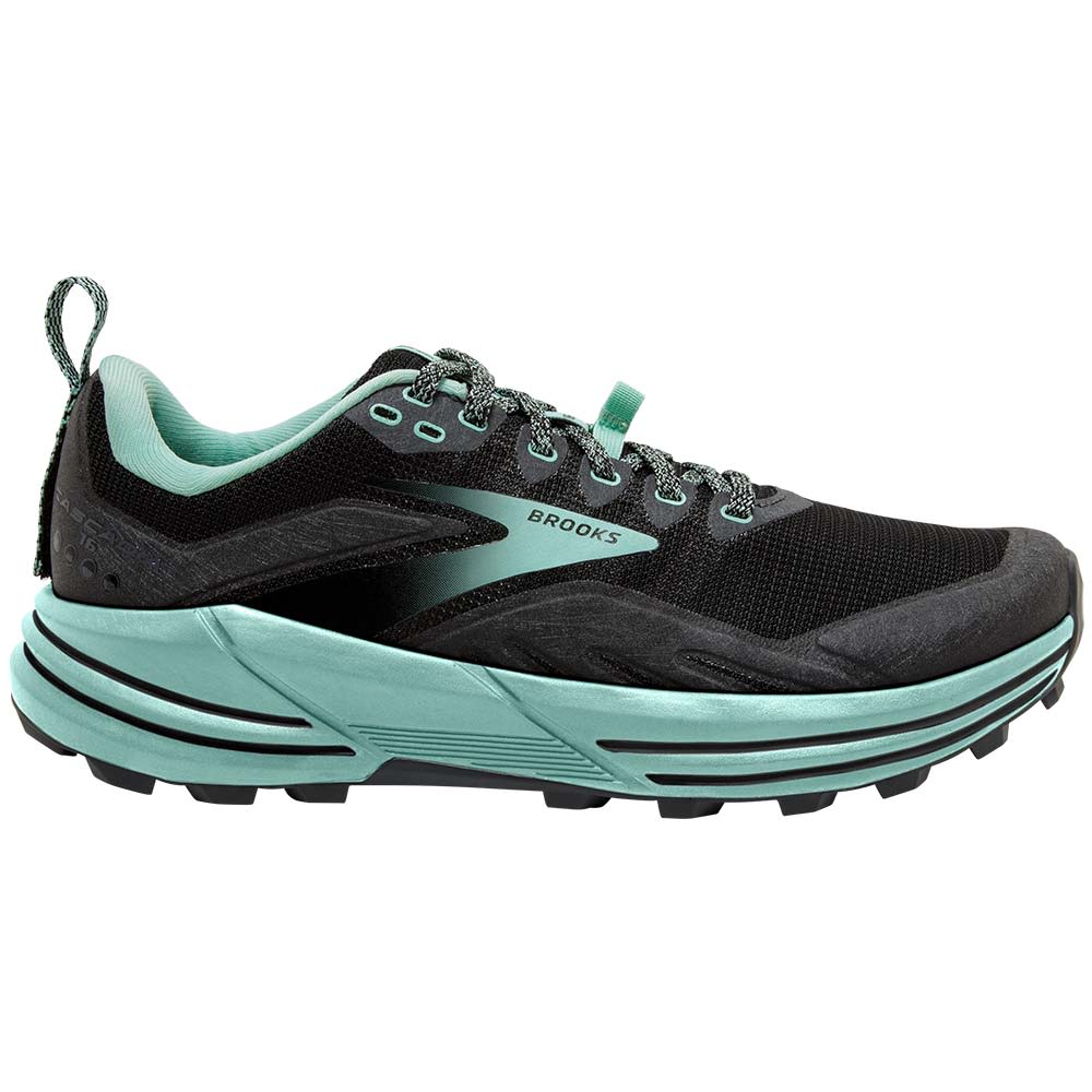 Brooks Cascadia 16 Trail Running Shoes - Womens Black Mint Yucca Side View