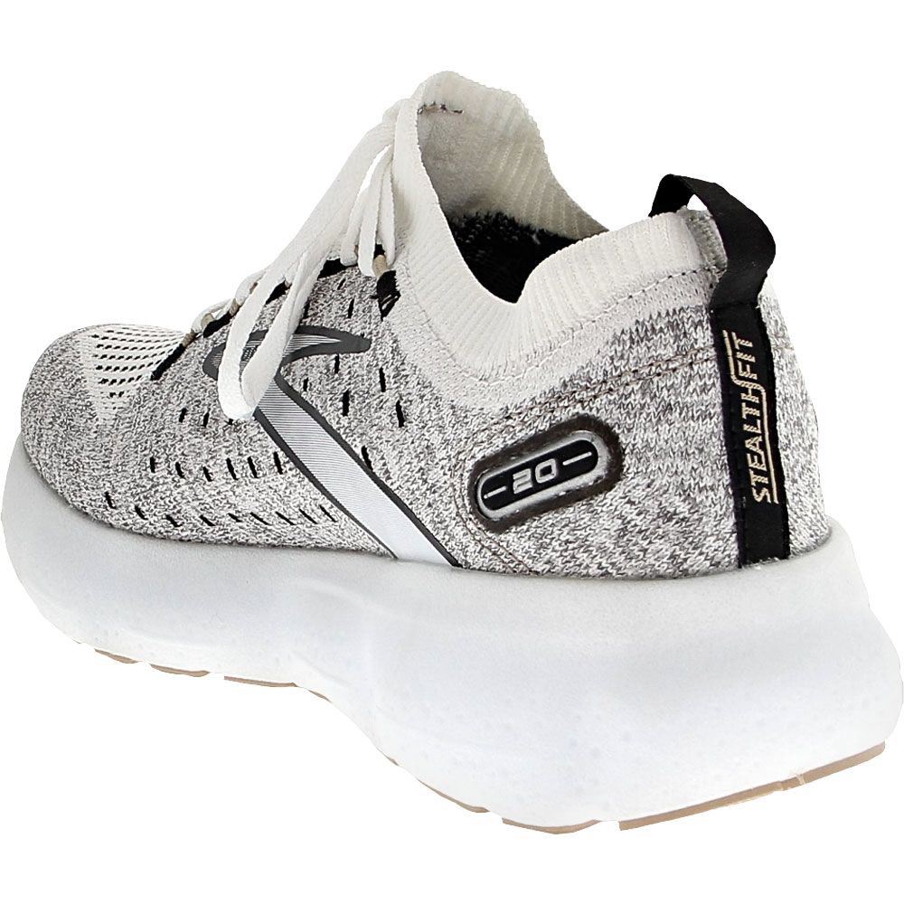 Brooks Glycerin Stealthfit 20 Womens Running Shoes White Black Cream Back View